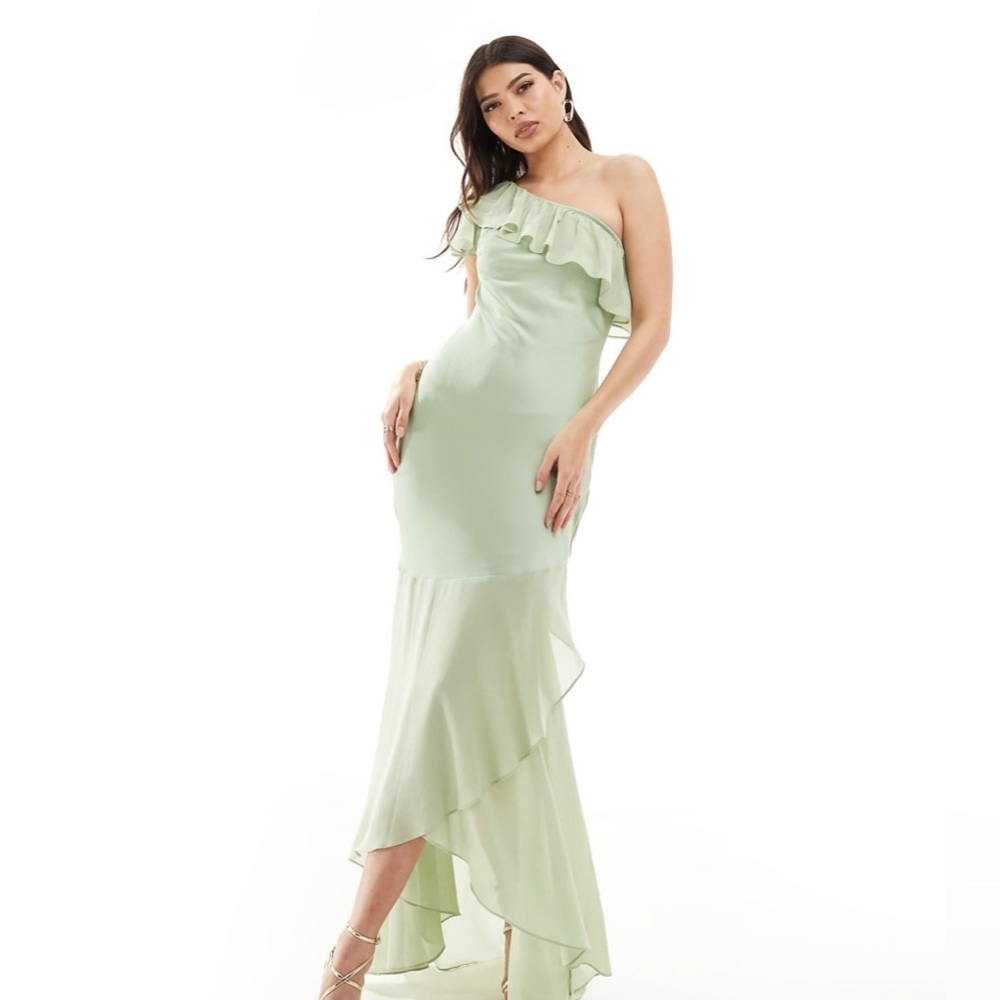 Mint Green Formal Maxi Bridesmaid Satin Dress